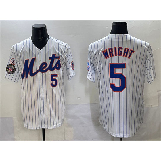 New York Mets #5 David Wright White RONA With Patch Stitched Jersey