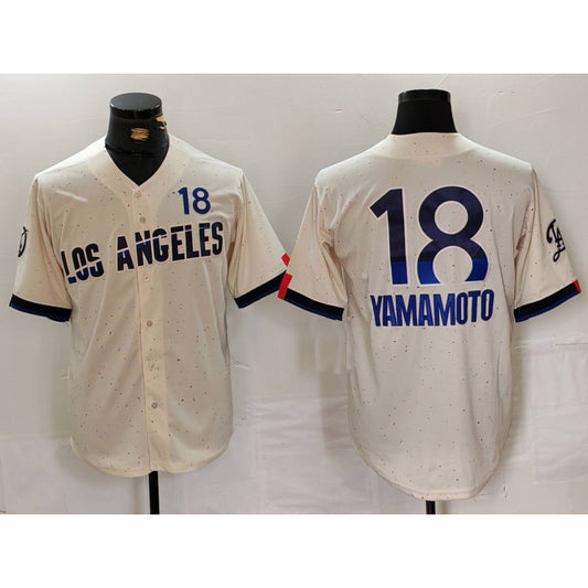 Los Angeles Dodgers #18 Yoshinobu Yamamoto Cream RONA 2024 City Connect Limited Jersey
