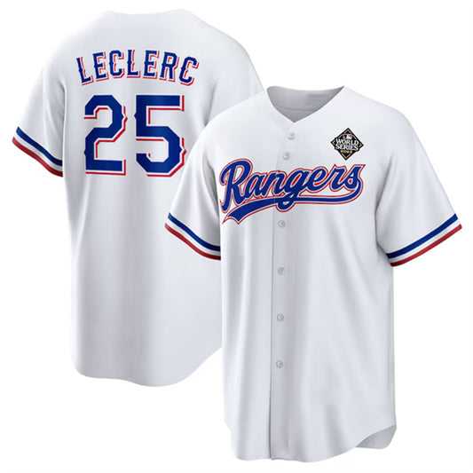 Texas Rangers #25 Jos¨¦ Leclerc White RONA 2023 World Series Stitched Jersey