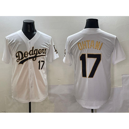 Los Angeles Dodgers #17 Shohei Ohtani White Gold RONA Limited Stitched Jersey
