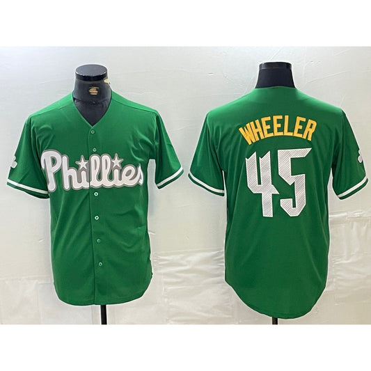 Philadelphia Phillies #45 Zack Wheeler Kelly Green RONA Cool Base Jersey