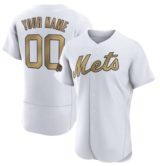 Custom New York Mets Active Player White RONA 2022 All-Star Flex Base Stitched Jersey