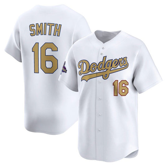 Los Angeles Dodgers #16 Will Smith White RONA 2025 Gold Collection Limited Stitched Jersey