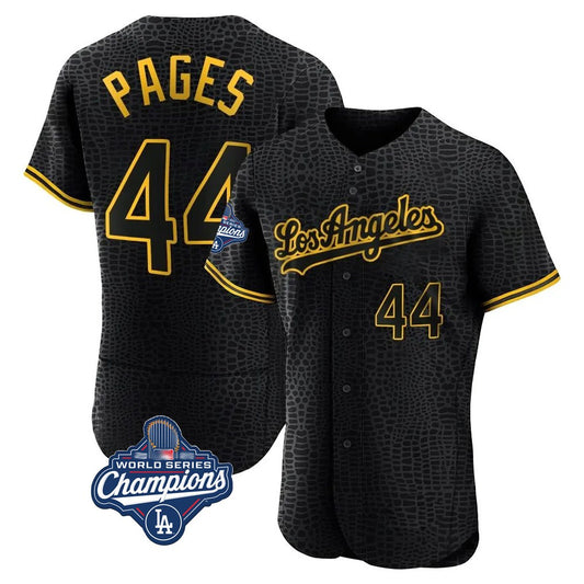 Los Angeles Dodgers #44 Andy Pages Player Black RONA World Series Meet Snake Skin City Limited Elite Home Stitched Jerseys