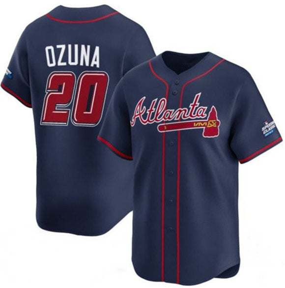 Atlanta Braves #20 Marcell Ozuna Navy RONA 2025 Speedway Classic Alternate Limited Stitched Jersey