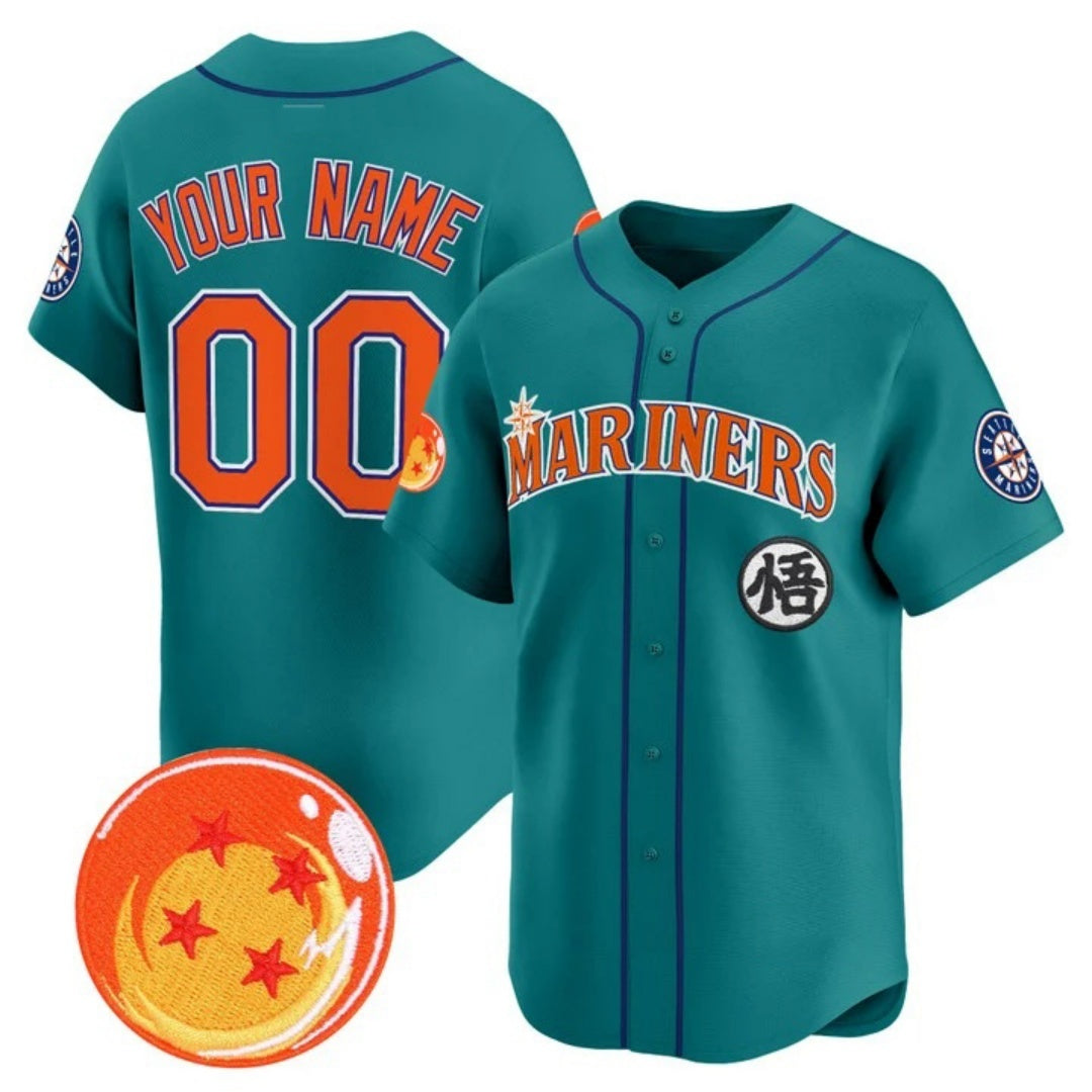 Custom Seattle Mariners x Dragon Ball Teal RONA Vapor Premier Limited Jersey - All Stitched