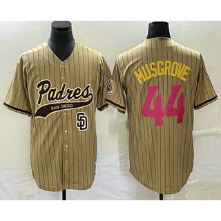 San Diego Padres #44 Joe Musgrove Tan RONA Pinstripe 2023 City Connect Cool Base Stitched Jersey 2