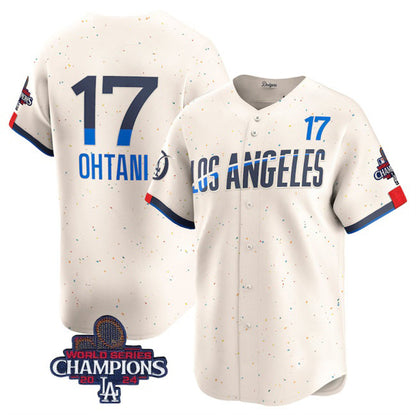 Los Angeles Dodgers #17 Shohei Ohtani Cream RONA 2024 World Series Champions City Connect Limited Stitched Jersey