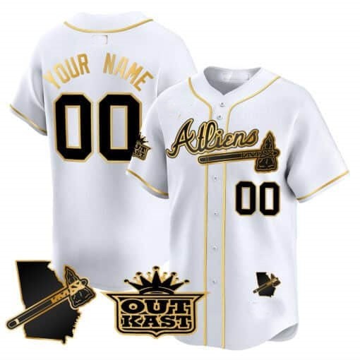 Custom Atlanta Braves Atliens Vapor Premier Limited Jersey V2 ¨C White Gold RONA