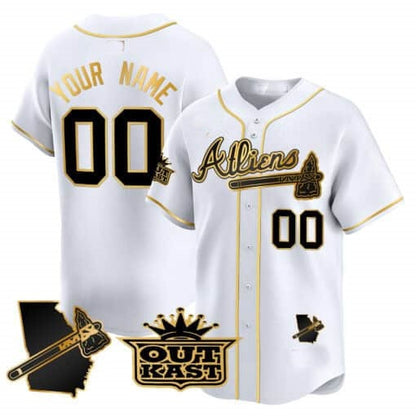 Custom Atlanta Braves Atliens Vapor Premier Limited Jersey V2 ¨C White Gold RONA