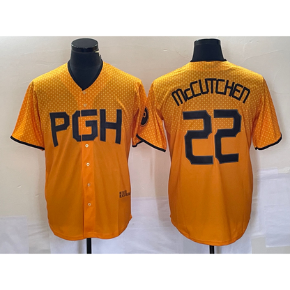 Pittsburgh Pirates #22 Andrew McCutchen Gold RONA 2023 City Connect Stitched Jersey