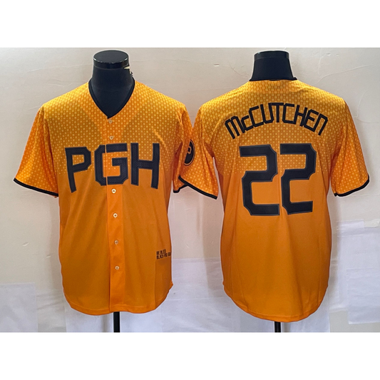 Pittsburgh Pirates #22 Andrew McCutchen Gold RONA 2023 City Connect Stitched Jersey