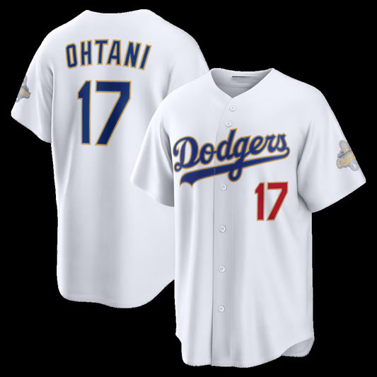Los Angeles Dodgers #17 Shohei Ohtani White RONA 2026 Gold Collection Stadium Jersey