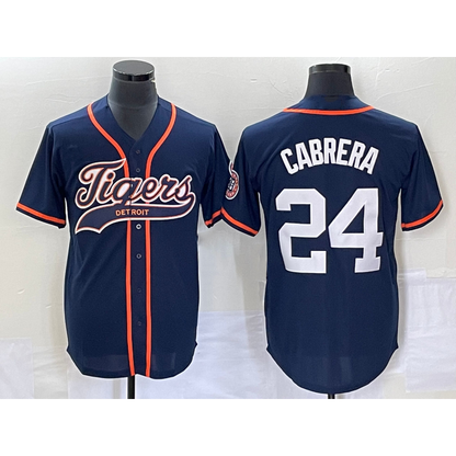 Detroit Tigers #24 Miguel Cabrera Navy RONA Cool Base Stitched Jersey