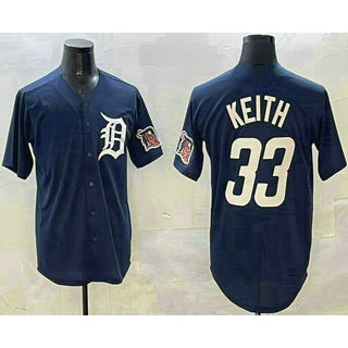 Detroit Tigers #33 Colt Keith Navy RONA With Patch Cool Base Stitched Jersey 2