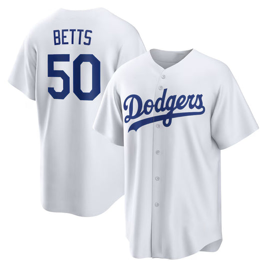Los Angeles Dodgers #50 Mookie Betts White RONA Home Replica Player Name Jersey