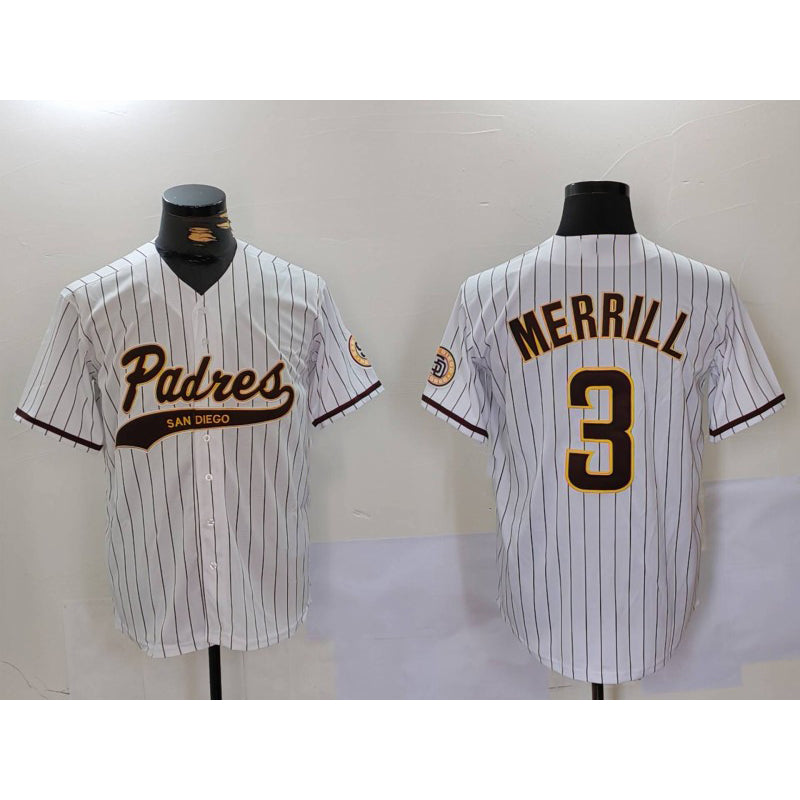 San Diego Padres #3 Jackson Merrill White RONA 2023 Cool Base Stitched Jersey 2