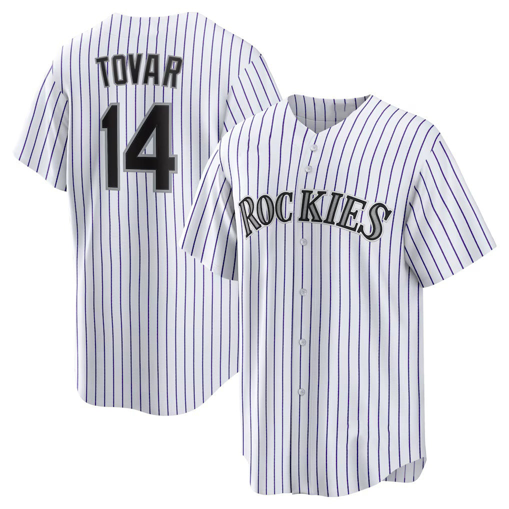 Colorado Rockies #14 Ezequiel Tovar White RONA Home Replica Jersey