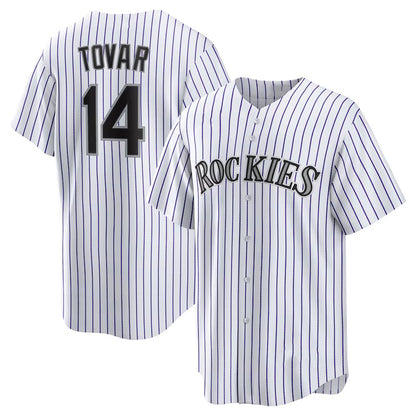 Colorado Rockies #14 Ezequiel Tovar White RONA Home Replica Jersey
