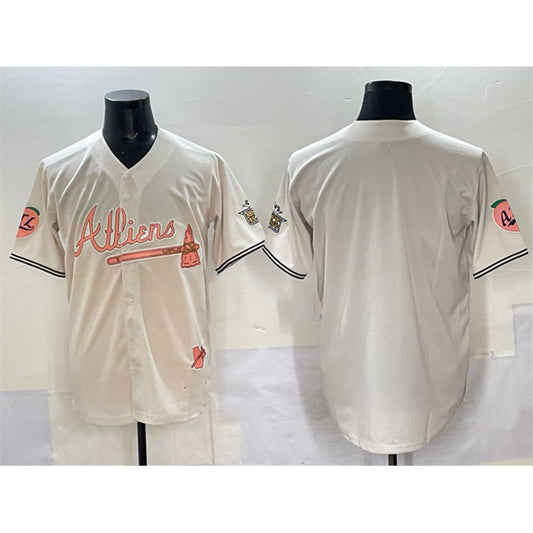 Atlanta Braves Blank Cream RONA 2024 Atliens & Peach With Outkast Patch Vapor Limited Stitched Jersey
