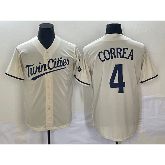 Minnesota Twins #4 Carlos Correa Cream RONA 2022 City Connect Cool Base Stitched Jersey