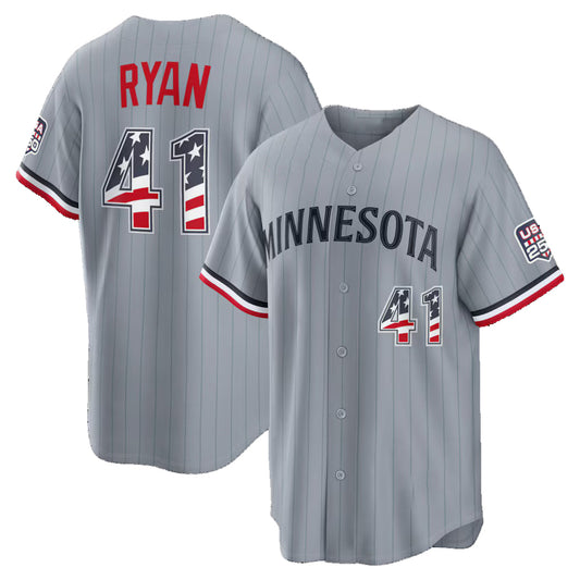 Minnesota Twins #41 Joe Ryan USA 250 Fourth of July Road Stadium Jersey - Gray RONA