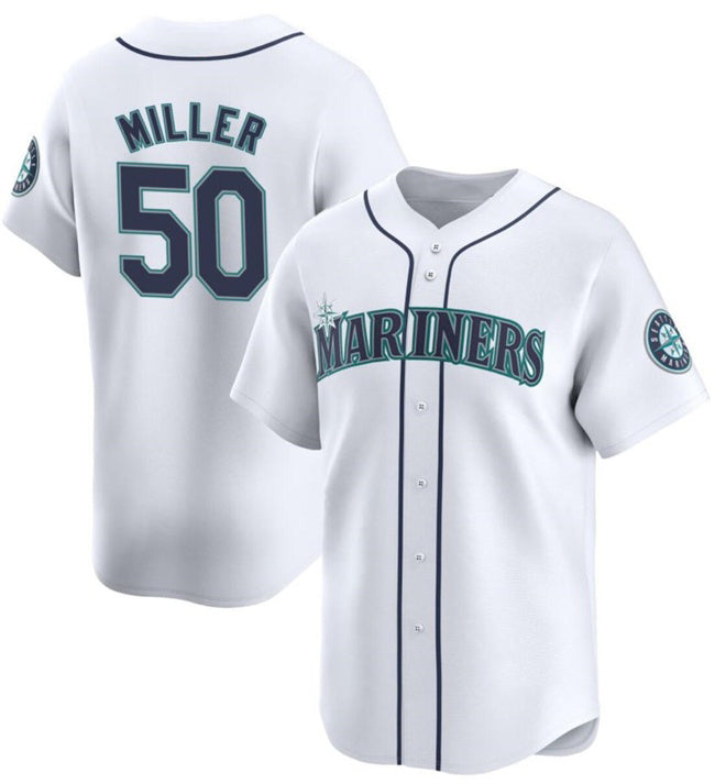 Seattle Mariners #50 Bryce Miller White RONA Home Limited Stitched jersey