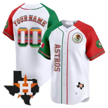 Custom Houston Astros Mexico Vapor Premier Limited Jersey V4 ¨C White RONA