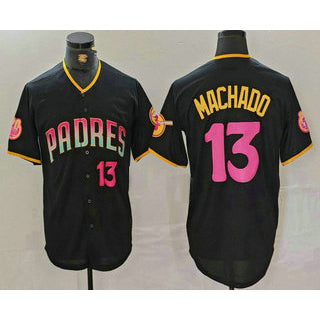 San Diego Padres #13 Manny Machado Number Black RONA 20th Anniversary Cool Base Stitched Jersey