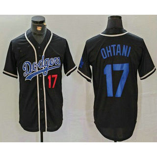 Los Angeles Dodgers #17 Shohei Ohtani Number Black RONA Cool Base With Patch Stitched Jersey 2