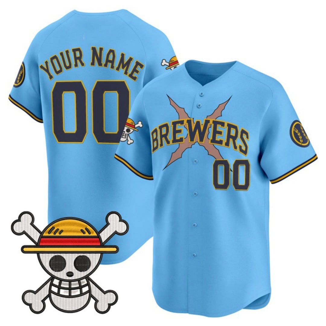 Custom Milwaukee Brewers x One Piece Light Blue RONA Vapor Premier Limited Jersey - Stitched