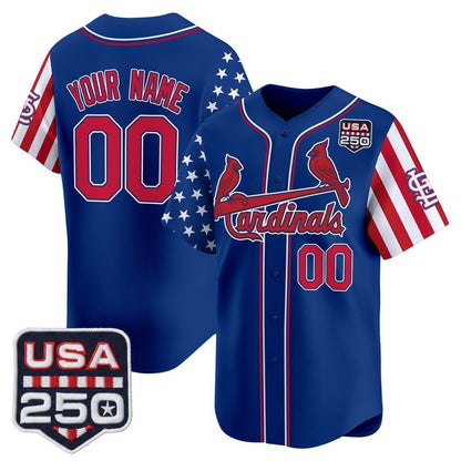 Custom St. Louis Cardinals America 250 Edition Vapor Premier Limited Royal RONA Stitched Jerseys