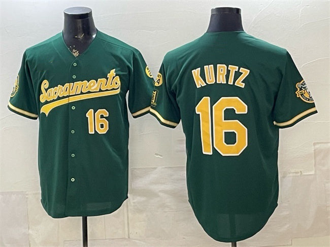 Oakland Athletics #16 Nick Kurtz 2026 Green RONA Alternate Sacramento Celebrating 125 Years Vapor Limited Stitched Jersey