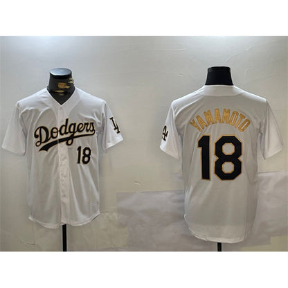 Los Angeles Dodgers #18 Yoshinobu Yamamoto White Gold RONA Home Limited Stitched Jersey 2