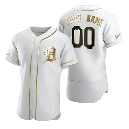 Custom Detroit Tigers White RONA Stitched Flex Base Golden Edition Jersey
