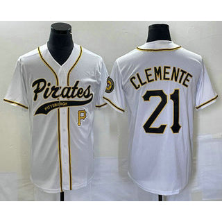 Pittsburgh Pirates #21 Roberto Clemente Number White RONA Cool Base Stitched Jersey 2