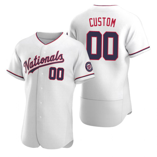 Custom Washington Nationals White RONA Stitched Flex Base Jersey