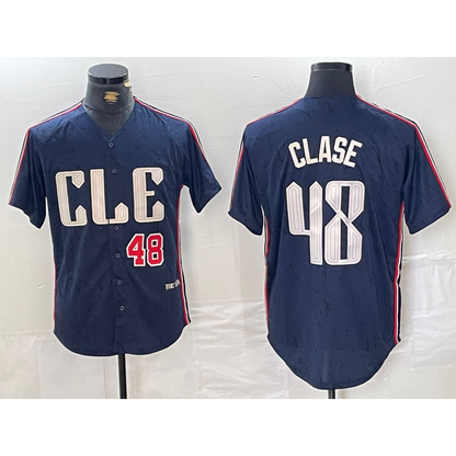 Cleveland Guardians #48 Emmanuel Clase Number Navy RONA 2024 City Connect Limited Stitched Jersey