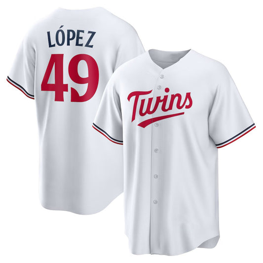 Minnesota Twins #49 Pablo L¨®pez White RONA Home Replica Player Jersey