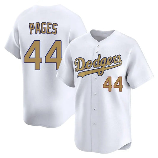 Los Angeles Dodgers #44 Andy Pages Player White Gold RONA Collection Limited Home Stitched Jerseys