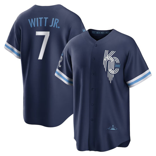 Kansas City Royals #7 Bobby Witt Jr. Navy RONA City Connect Replica Player Jersey