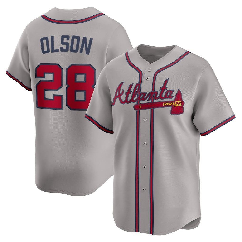 Atlanta Braves #28 Matt Olson Gray RONA Road Limited Player Jersey