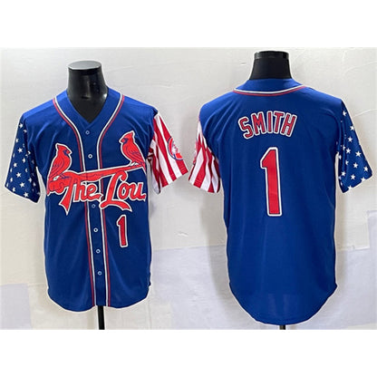 St. Louis Cardinals #1 Ozzie Smith Royal RONA Independence Day Vapor Premier Limited Stitched Jersey