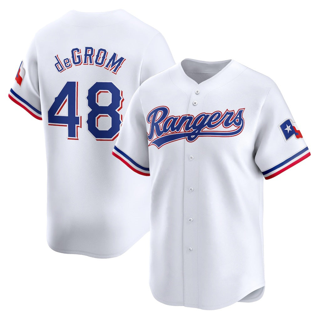 Texas Rangers #48 Jacob deGrom White RONA Home Limited Player Jersey