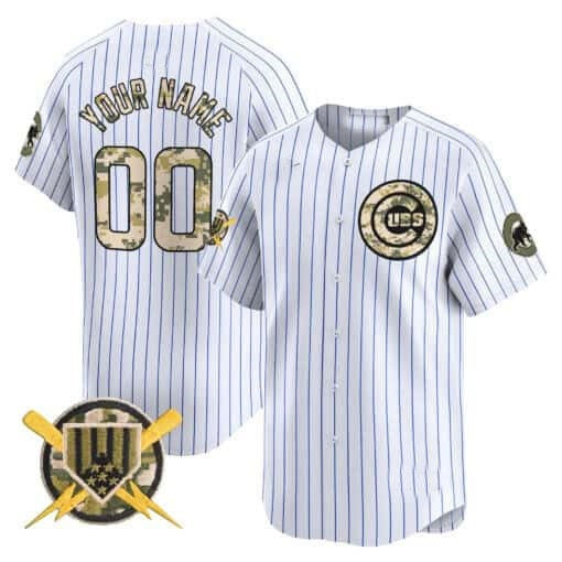 Custom Chicago Cubs Armed Forces Day Vapor Premier Limited Jersey ¨C White RONA