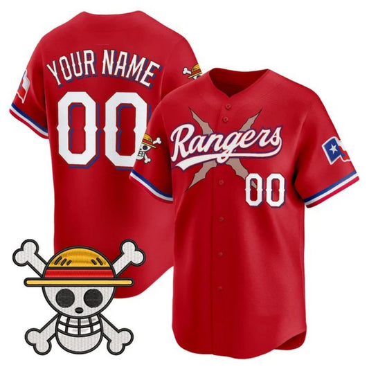 Custom Texas Rangers x One Piece Red RONA Vapor Premier Limited Jersey - Stitched
