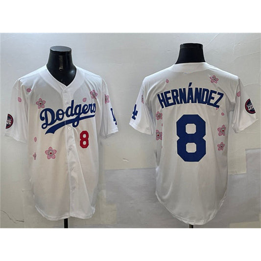 Los Angeles Dodgers #8 Enrique Hern¨¢ndez White RONA 2025 Tokyo Series Limited Stitched Jersey