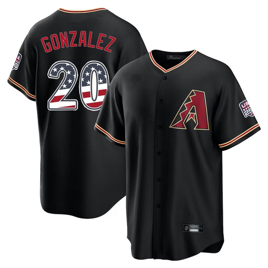 Arizona Diamondbacks #20 Luis Gonzalez Player Black RONA USA 250 Fourth of July Game Home Stitched Jerseys