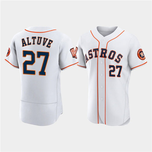 Houston Astros #27 Jose Altuve White RONA 60th Anniversary Flex Base Stitched Jersey