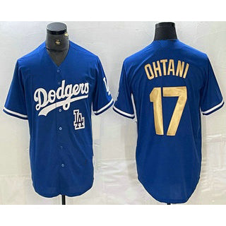 Los Angeles Dodgers #17 Shohei Ohtani Blue Gold RONA Stitched Cool Base Jerseys